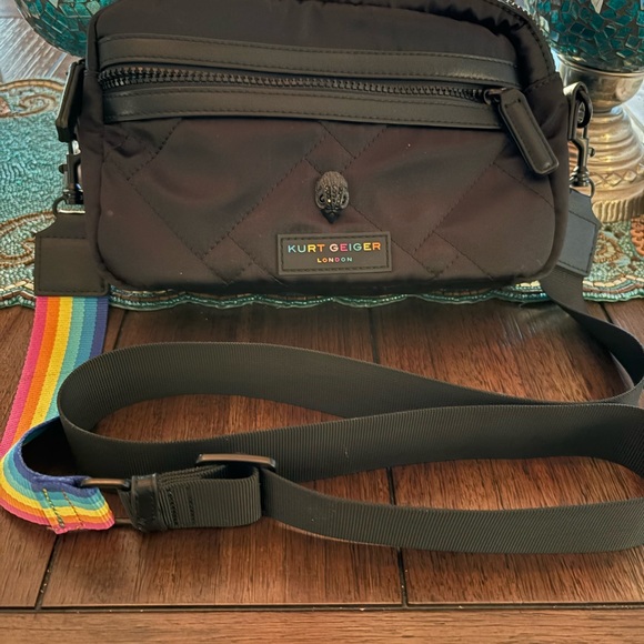 Kurt Geiger Black Belt Bag with Colorful Strap - Picture 1 of 8